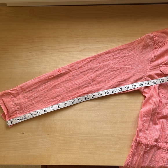 EUC Columbia Camp Henry Tie Waist Athleisure Coral/Orange Button Down Shirt M - Picture 6 of 7